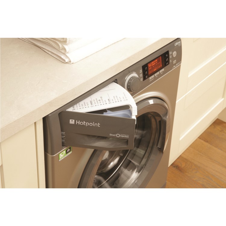 Hotpoint RPD9467JGG Ultima S-Line 9kg 1400rpm Freestanding Washing Machine-Graphite