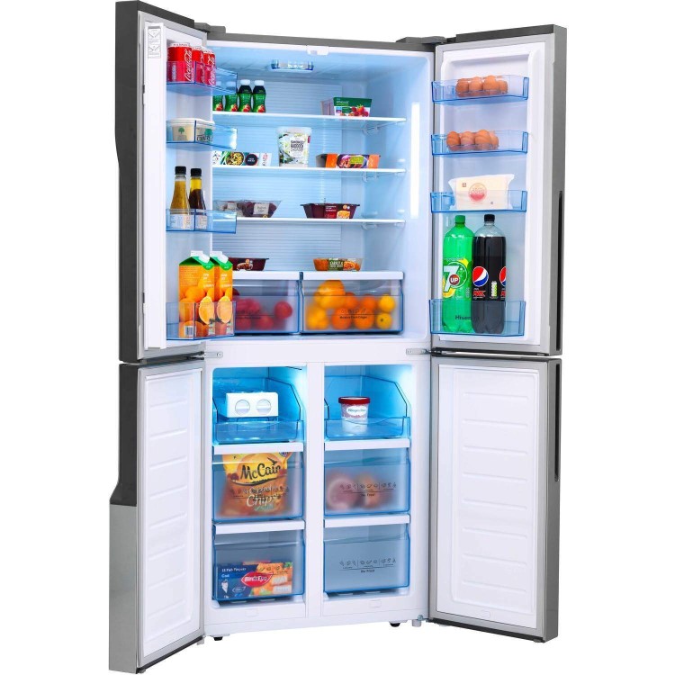 Hisense RQ562N4AC1 Frost Free 4 Door Fridge Freezer Stainless Steel Effect