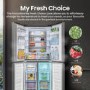 Hisense 409 Litre Four Door American Fridge Freezer - Stainless Steel