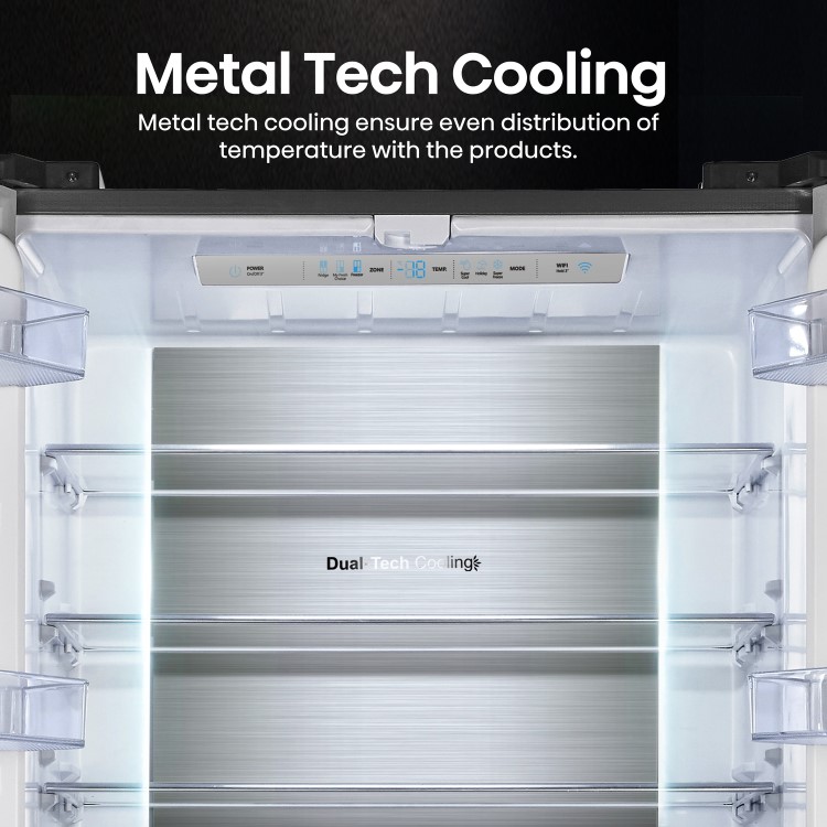 Hisense 409 Litre Four Door American Fridge Freezer - Stainless Steel