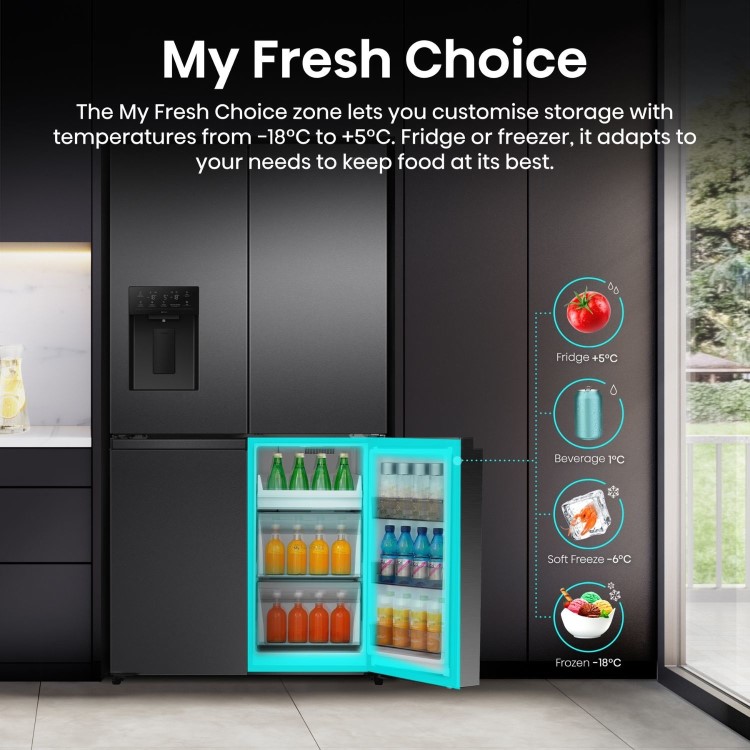Hisense PureFlex 640 Litre Four Door American Fridge Freezer - Silver