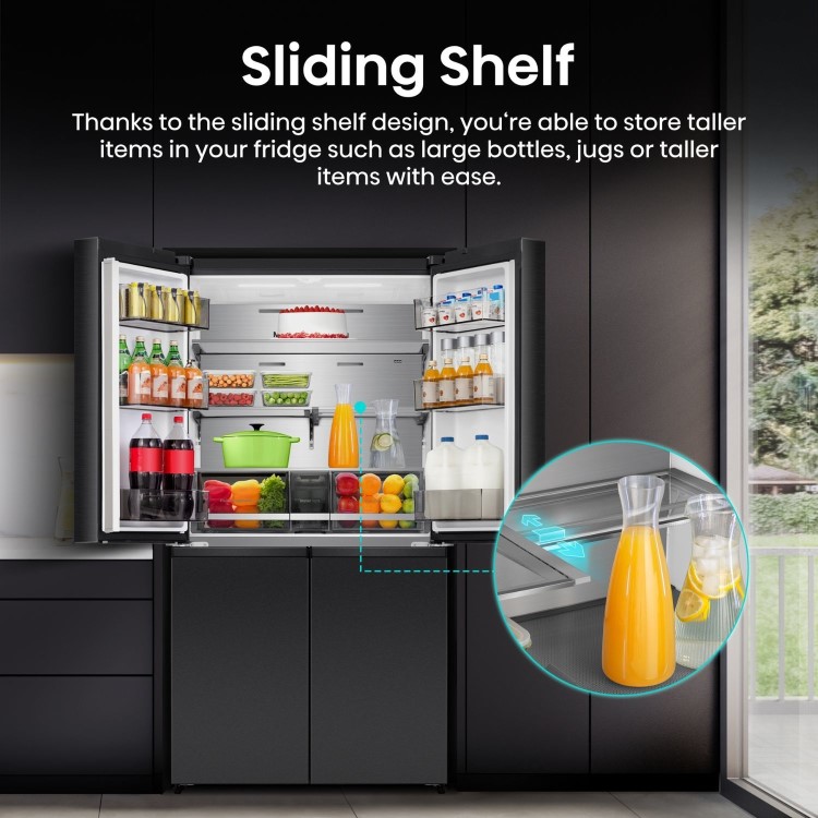 Hisense PureFlex 640 Litre Four Door American Fridge Freezer - Silver