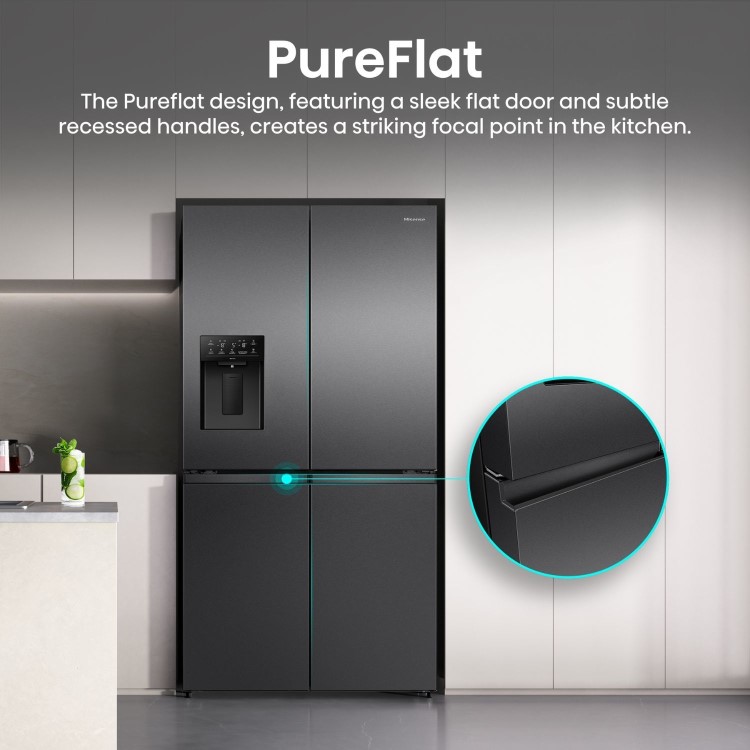 Hisense PureFlex 640 Litre Four Door American Fridge Freezer - Silver
