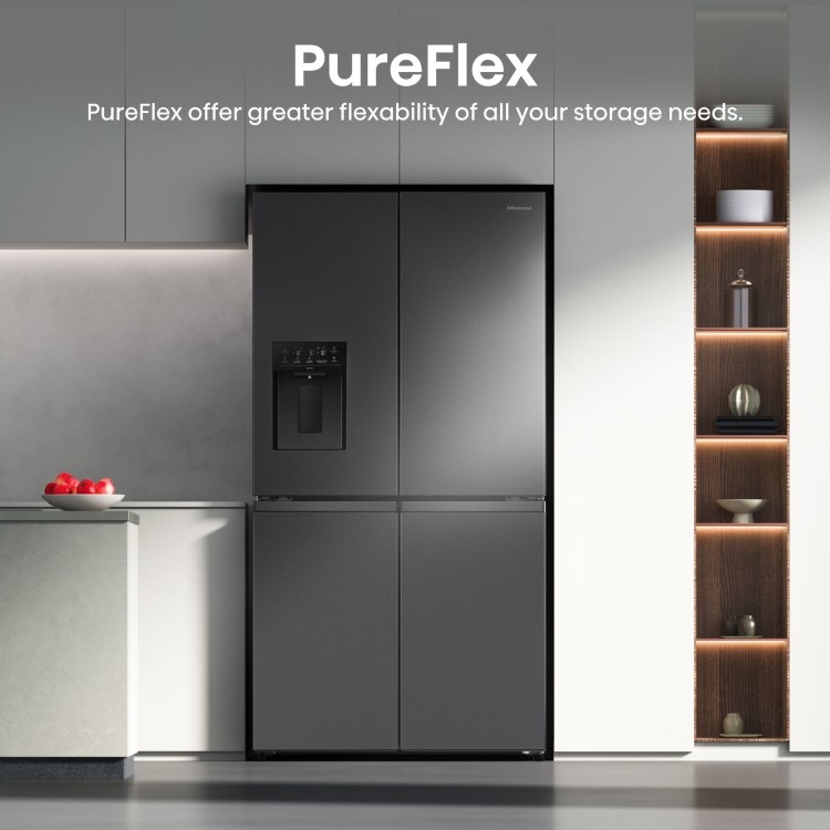 Hisense PureFlex 640 Litre Four Door American Fridge Freezer - Silver