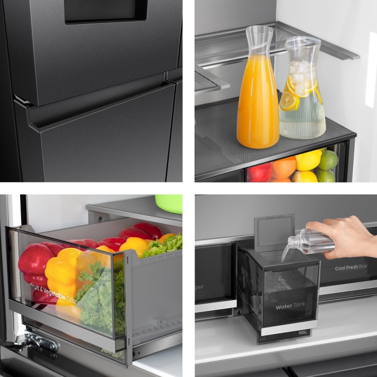 Hisense PureFlex 640 Litre Four Door American Fridge Freezer - Silver