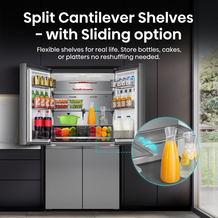 Hisense PureFlex 640 Litre Four Door American Fridge Freezer - Stainless Steel