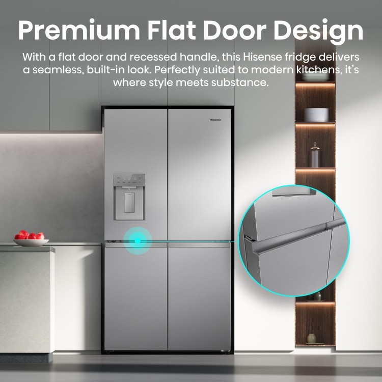 Hisense PureFlex 640 Litre Four Door American Fridge Freezer - Stainless Steel