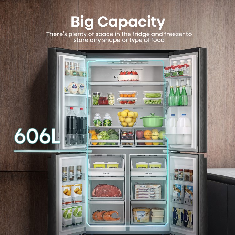 Hisense 609 Litre Four Door American Fridge Freezer - Black