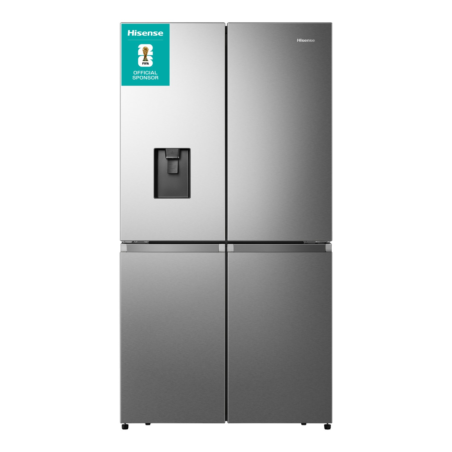 Hisense 606 Litre 4 Door American Fridge Freezer Non Plumbed Water Dispenser - Grey Hisense 606 Litre 4 Door American Fridge Freezer Non Plumbed Water Dispenser - Grey