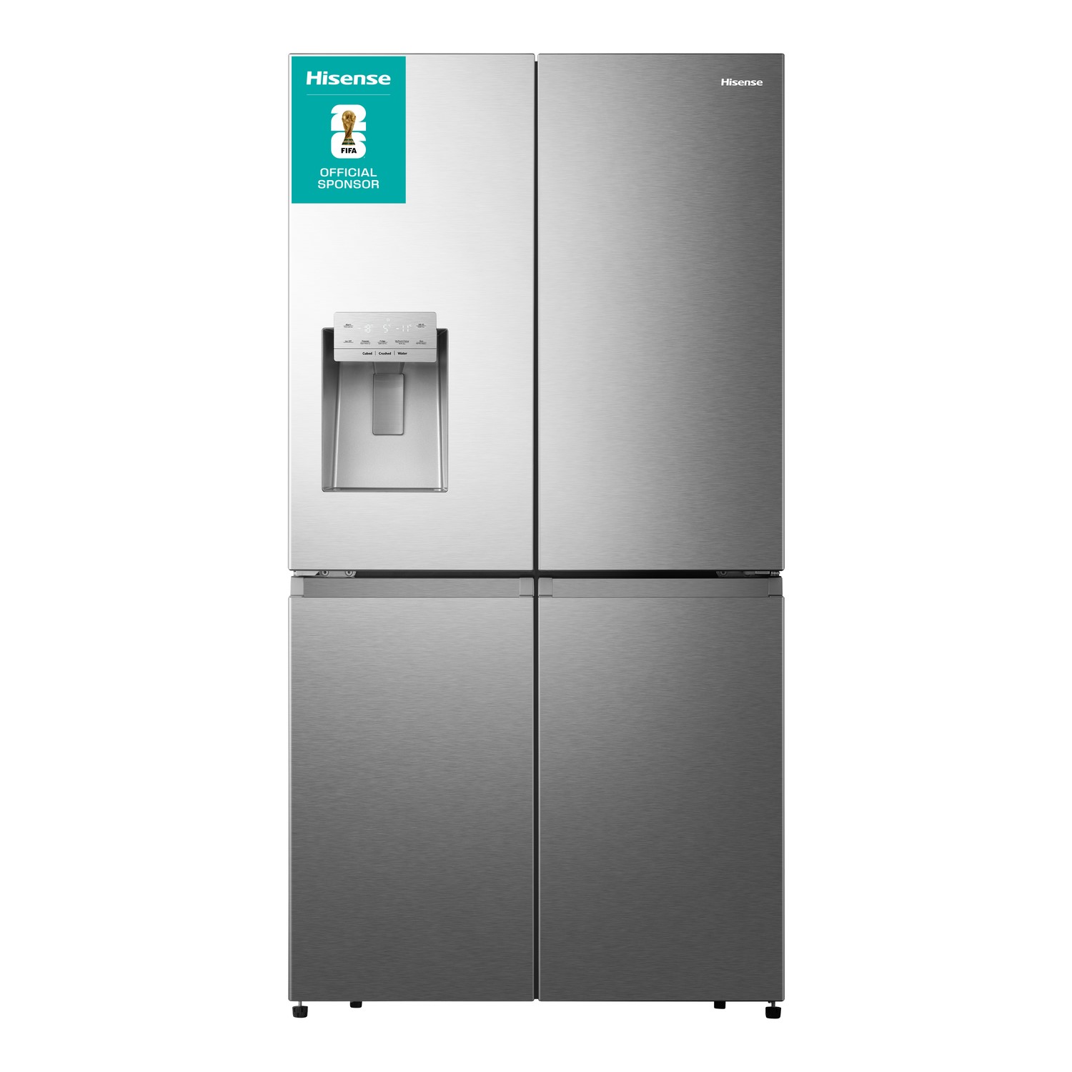 Hisense 584 Litre 4 Door American Fridge Freezer Non Plumbed Water Dispenser - Grey