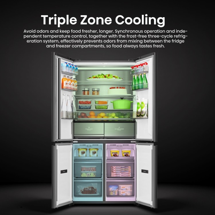 Hisense KitchenFit 591 Litre Four Door American Fridge Freezer - Black