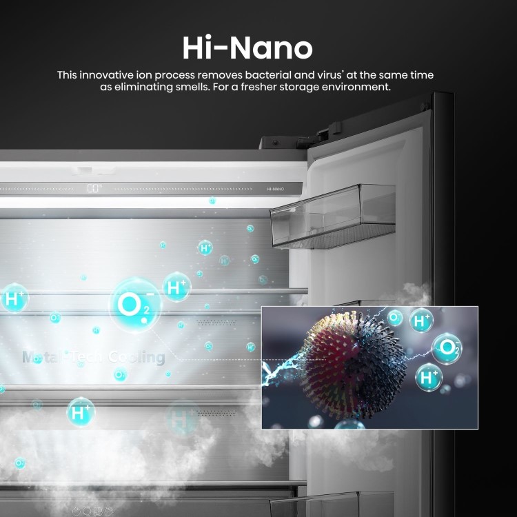 Hisense KitchenFit 591 Litre Four Door American Fridge Freezer - Black