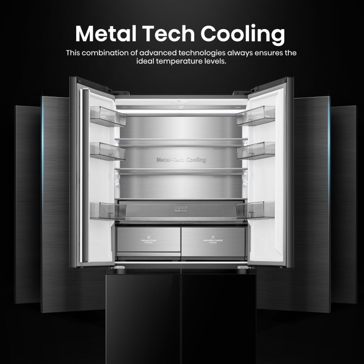 Hisense KitchenFit 591 Litre Four Door American Fridge Freezer - Black