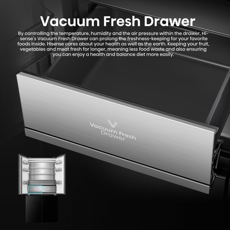 Hisense KitchenFit 591 Litre Four Door American Fridge Freezer - Black