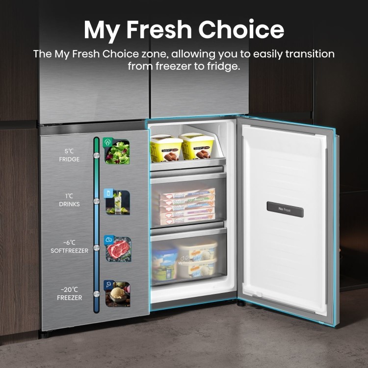 Hisense KitchenFit 591 Litre Four Door American Fridge Freezer - Silver