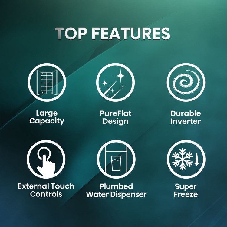 Hisense PureFlat 541 Litre Side-by-Side American Fridge Freezer - Black