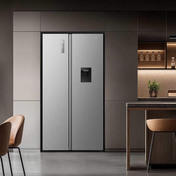 Hisense PureFlat 541 Litre Side-by-Side American Fridge Freezer - Silver