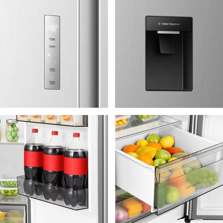 Hisense PureFlat 541 Litre Side-by-Side American Fridge Freezer - Silver