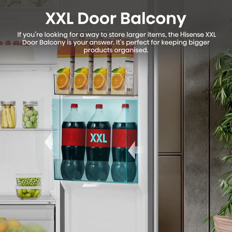 Hisense PureFlat 541 Litre Side-by-Side American Fridge Freezer - Silver