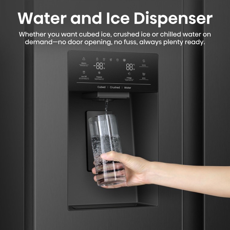 Hisense PureFlat 528 Litre Side-By-Side American Fridge Freezer - Black