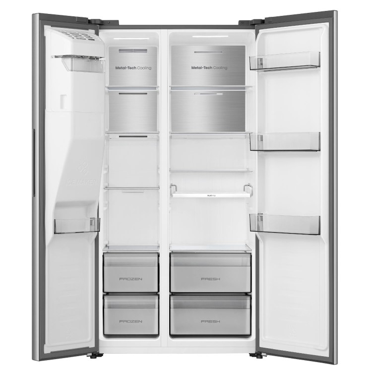Hisense PureFlat 528 Litre Side-By-Side American Fridge Freezer - Silver