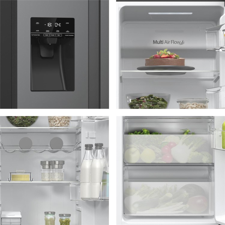 Hisense 566 Litre Side-By-Side American Fridge Freezer - Black