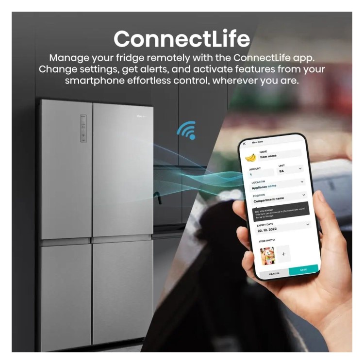 Hisense PureFlat 644 Litre Side-by-Side American Fridge Freezer - Silver