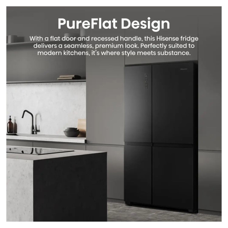 Hisense PureFlat 644 Litre Side-by-Side American Fridge Freezer - Black