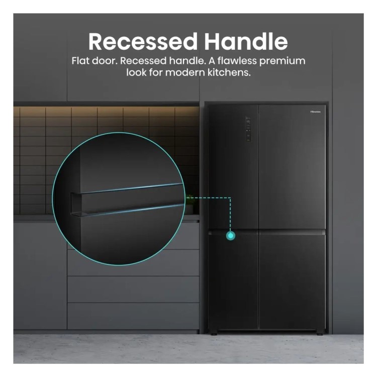 Hisense PureFlat 644 Litre Side-by-Side American Fridge Freezer - Black