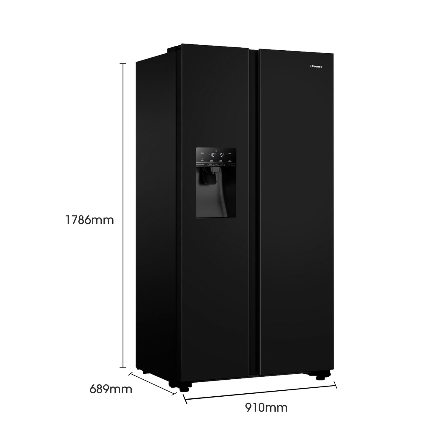 Hisense 562 Litre SideBySide American Fridge Freezer Black