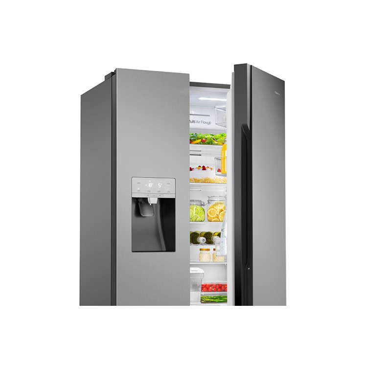 GRADE A2 - Hisense RS694N4TD1 Side-by-side American Fridge Freezer With Non Plumbed Ice & Water Dispenser - Silver