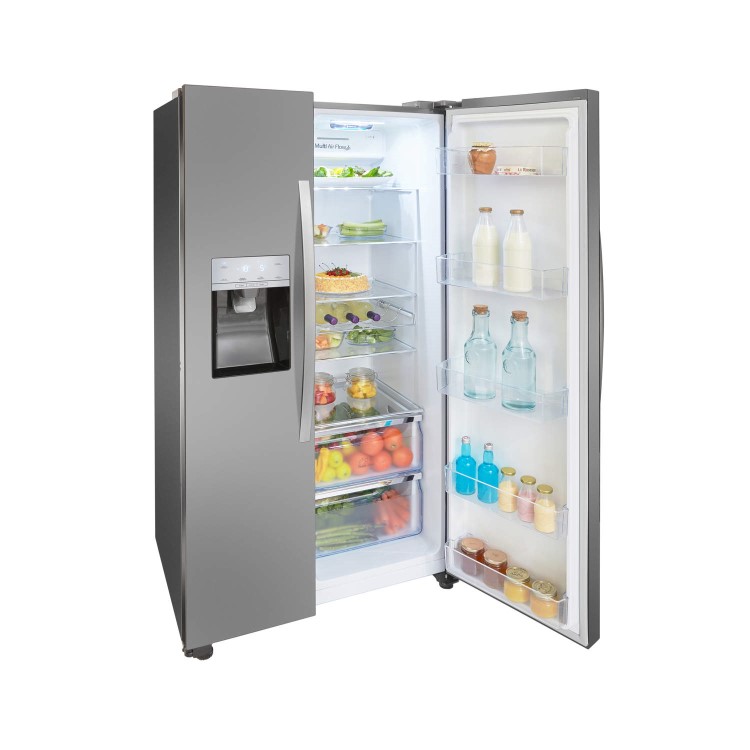 Refurbished Hisense RS696N4II1 Freestanding 535 Litre 50/50 American Fridge Freezer Stainless Steel
