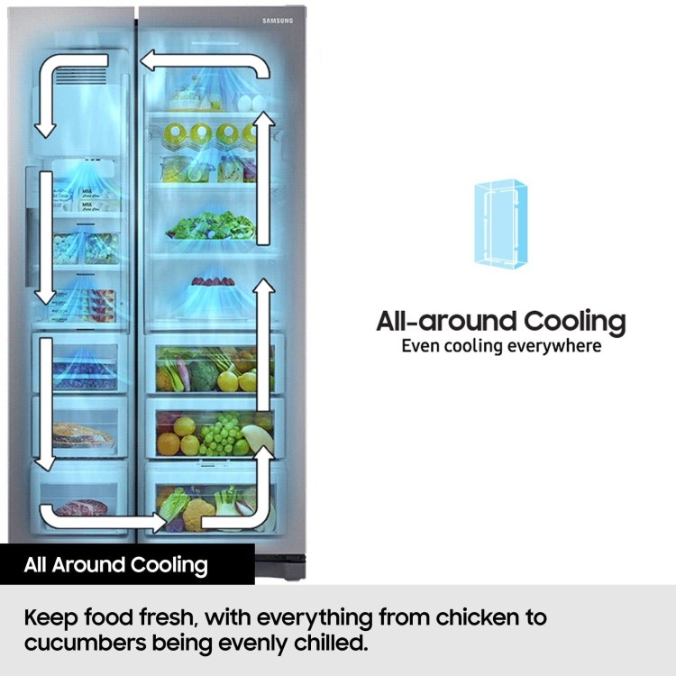 Samsung Series 6 640 Litre Side-By-Side American Fridge Freezer - Silver