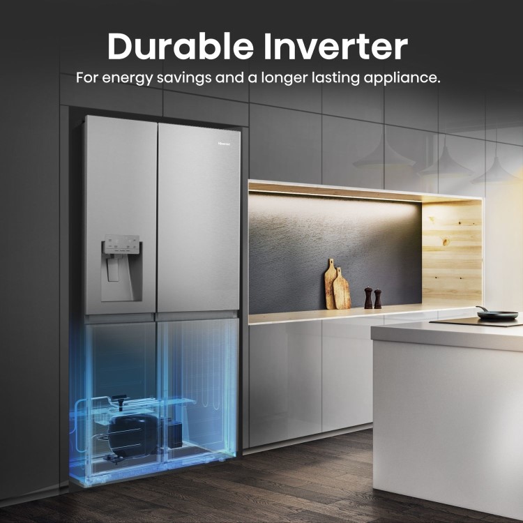 Refurbished Hisense Pureflat Infinite 632 Litre Side-by-Side American Fridge Freezer - Stainless Steel