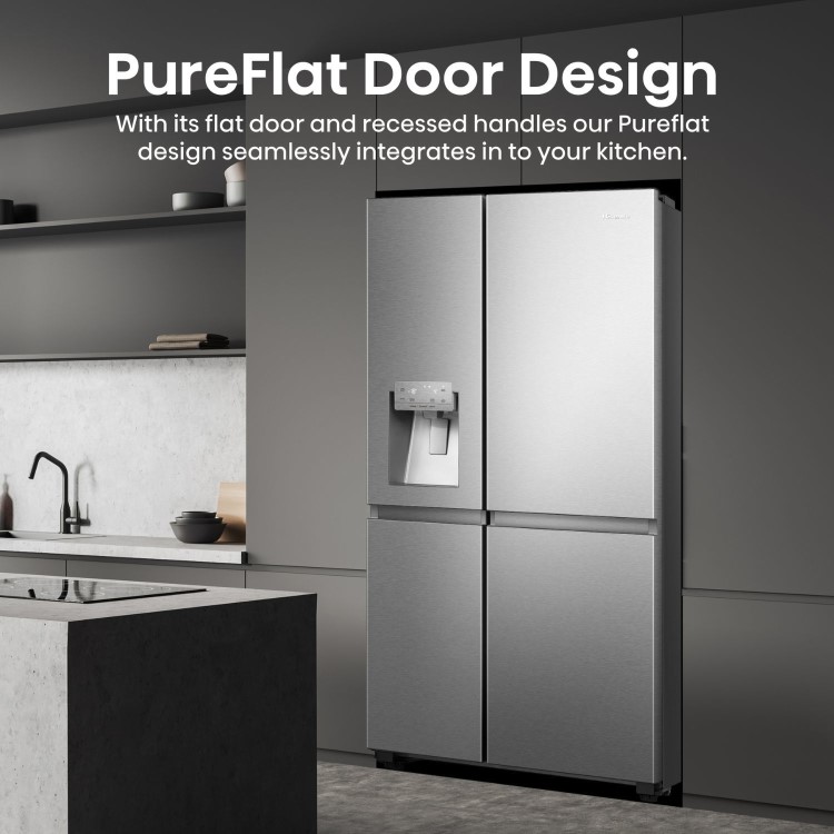 Refurbished Hisense Pureflat Infinite 632 Litre Side-by-Side American Fridge Freezer - Stainless Steel