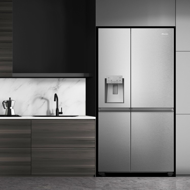 Refurbished Hisense Pureflat Infinite 632 Litre Side-by-Side American Fridge Freezer - Stainless Steel