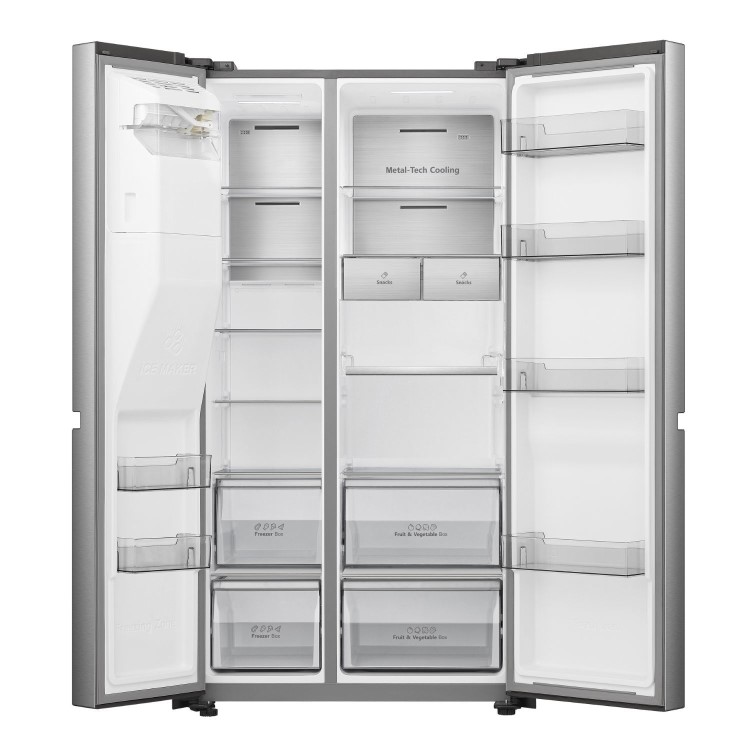 Refurbished Hisense Pureflat Infinite 632 Litre Side-by-Side American Fridge Freezer - Stainless Steel