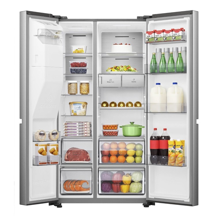 Refurbished Hisense Pureflat Infinite 632 Litre Side-by-Side American Fridge Freezer - Stainless Steel