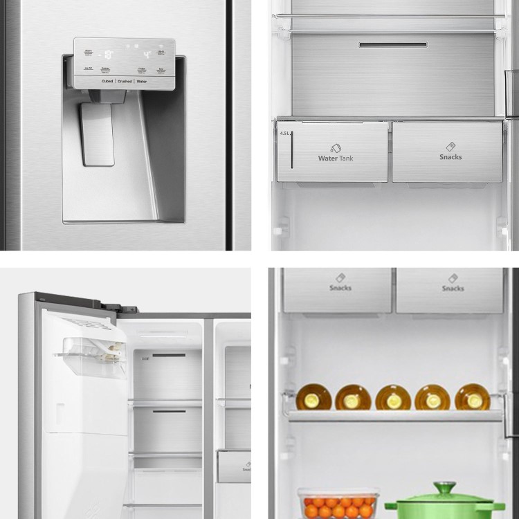 Refurbished Hisense Pureflat Infinite 632 Litre Side-by-Side American Fridge Freezer - Stainless Steel