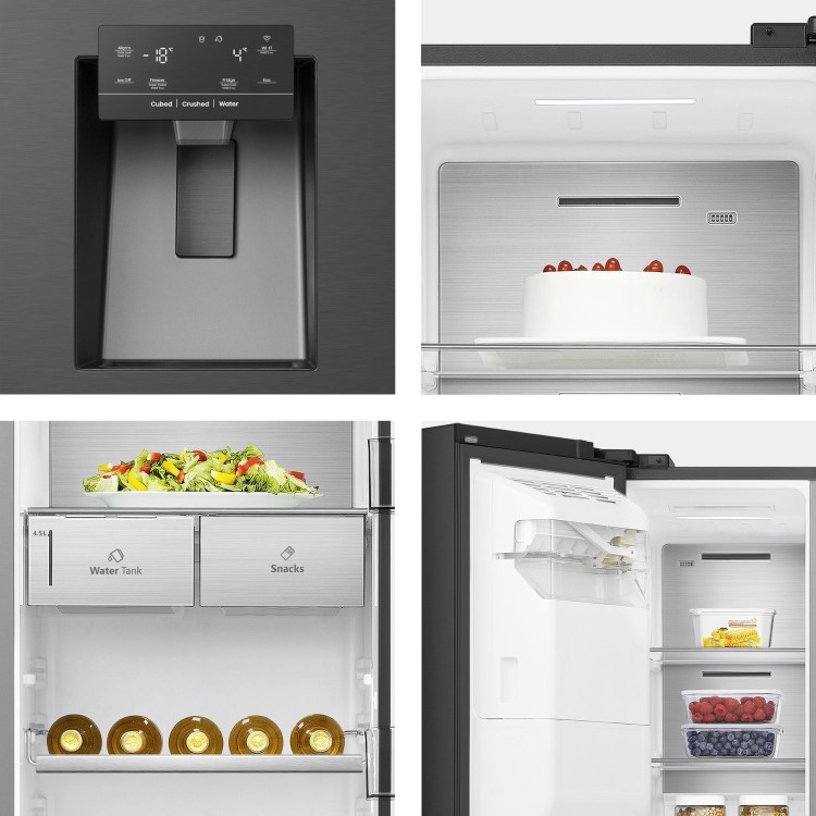 Hisense 632 Litre Side-By-Side American Fridge Freezer - Black