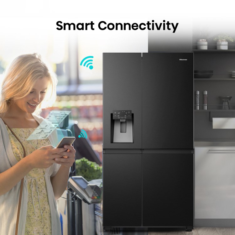 Refurbished Refurshied 632 Litre Side-by-Side American Fridge Freezer - Premium Black