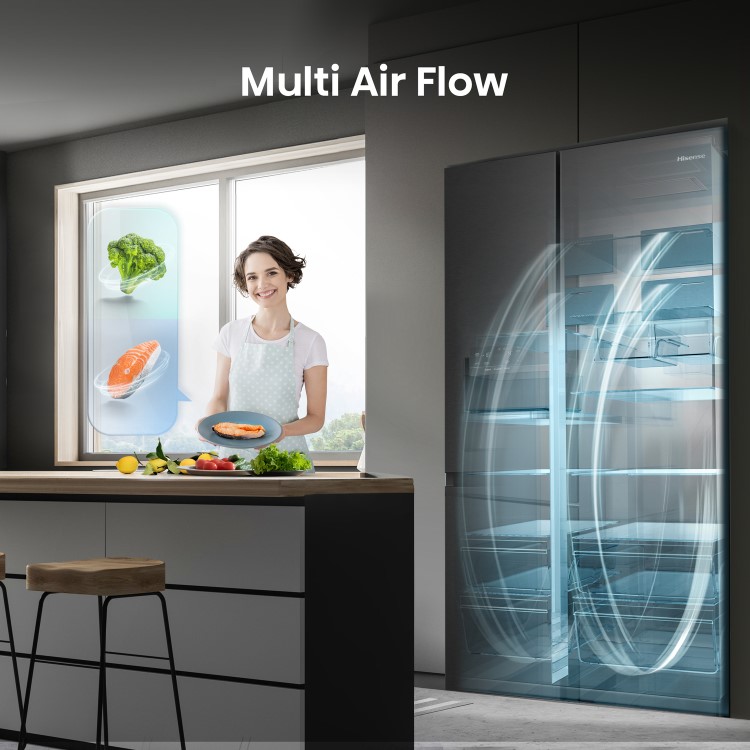 Refurbished Refurshied 632 Litre Side-by-Side American Fridge Freezer - Premium Black