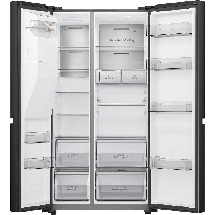 Refurbished Refurshied 632 Litre Side-by-Side American Fridge Freezer - Premium Black