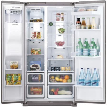 Samsung RSH7UNRS1 H-series Side By Side Fridge Freezer with Ice and Water Dispenser in Real Stainless Steel