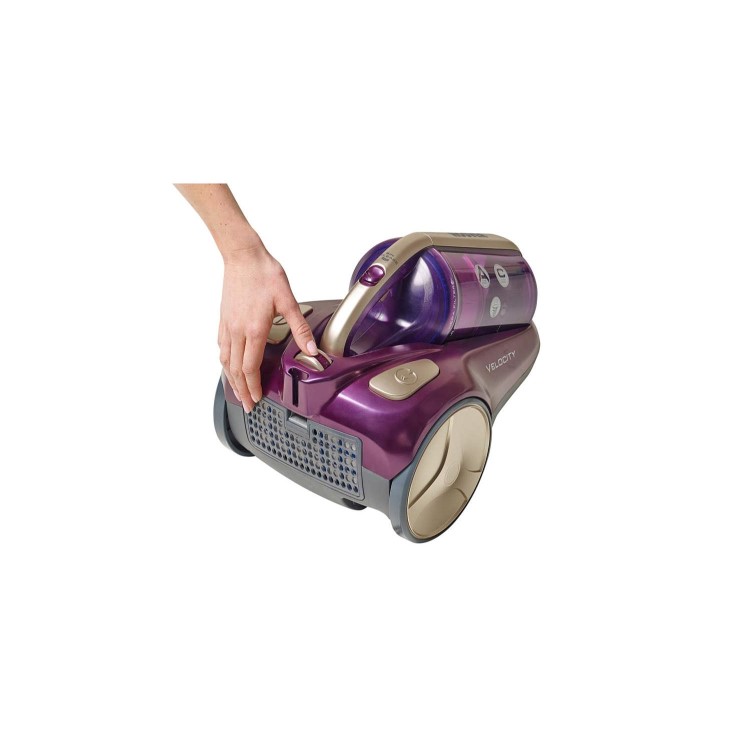 Hoover RU80_VE11001 Velocity 850W Bagless Cylinder Vacuum Cleaner Purple and Champagne