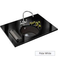 Franke RUG110PWDP Rotondo Undermount Single Bowl Fragranite Sink and Tap Designer Pack in Polar White