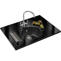 Franke RUK110BKDP Rotondo Undermount Single Bowl Ceramic Sink and Tap Designer Pack in Black