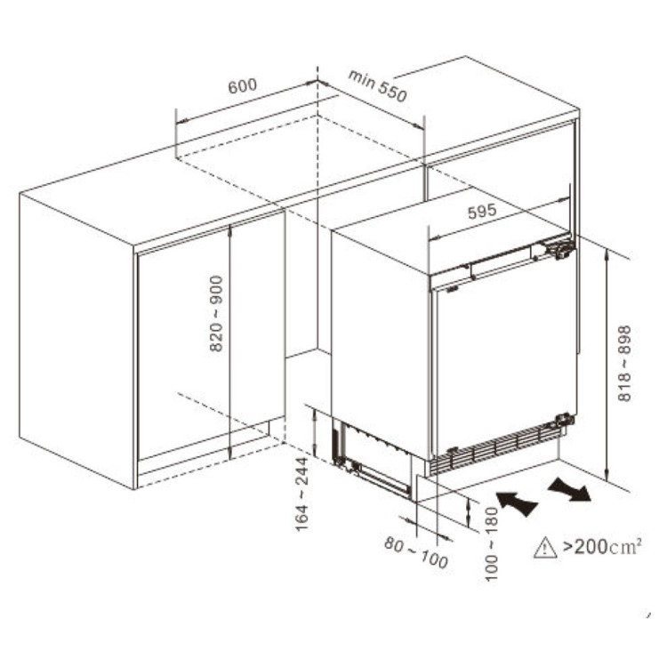 Hisense 121 Litre Integrated Under Counter Fridge with Ice Box