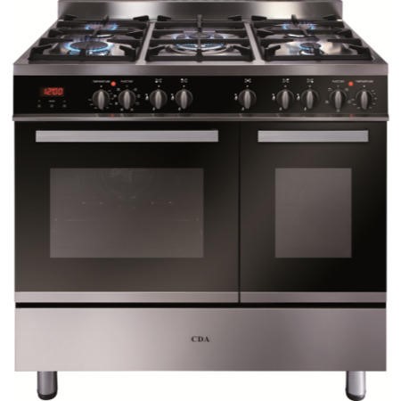CDA RV902SS 90cm Wide Double Oven Dual Fuel Range Cooker - Stainless ...