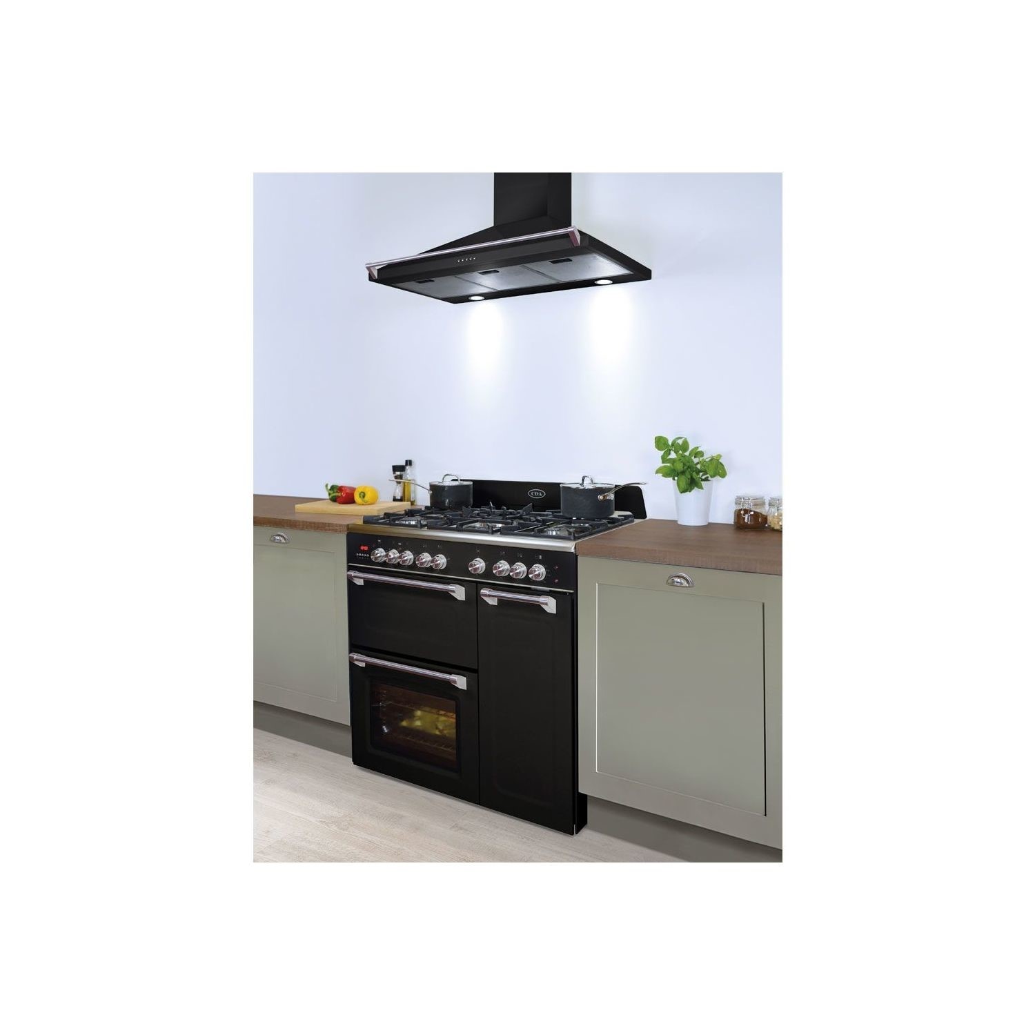 CDA RVC931BL 90cm Triple Cavity Dual Fuel Range Cooker Black